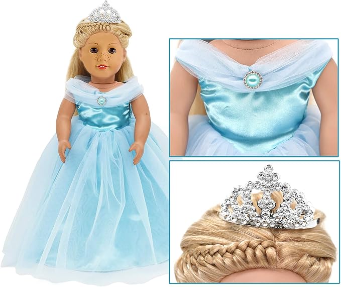 Girls Doll Clothes and Accessories , Princess Costume , Wedding Dress , Party Gown Dress for 18 inch Dolls (3Pcs)