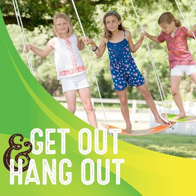 Swurfer Stand Up TreeSkate Outdoor Swing - Tree Swing for Kids with Adjustable Handles, Kids Outdoor Play Equipment, Durable, Weatherproof, Easy Installation, Holds Up to 200 lbs, Ages 6+ (Bamboo)