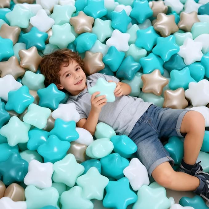 GOGOSO Ball Pit Balls for Toddler, Baby Plastic Playballs Kids Soft Pastel Pelotas Non-Toxic BPA-Free,Pearl Green+Brown White,100 Balls