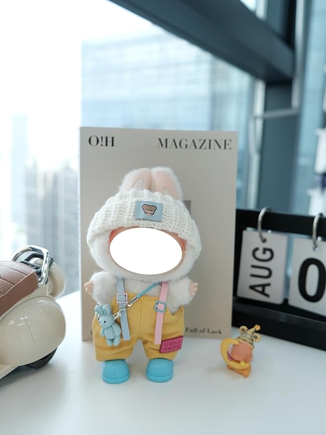 Clothes for 17cm Doll, 4 pcs Set Doll's Outfits Luxury Dress Pants Headpieces Shoes Accessories Fashion Stylish Adorable Dolls Clothes (No Doll) (Cute Bear Yellow)
