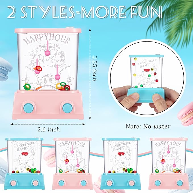 Gejoy 4 Pieces Water Games Handheld Easter Basket Stuffers for Kid Water Ring Toss Handheld Game Mini Retro Pastime Car Toys Fidget Autism Toys for Easter Children Boys Girls Birthday(Lively Style)