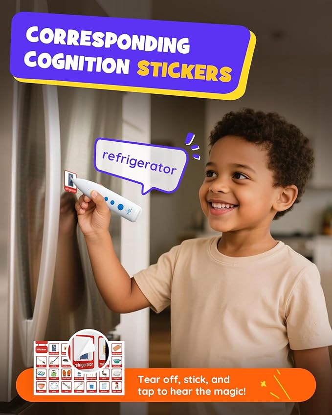 TEKFUN Interactive ABCs & 123s Learning Poster with Talking Pen, Autism Sensory Educational Toys, Toddler Birthday Gifts for Kids Ages 1 2 3 4 5 6