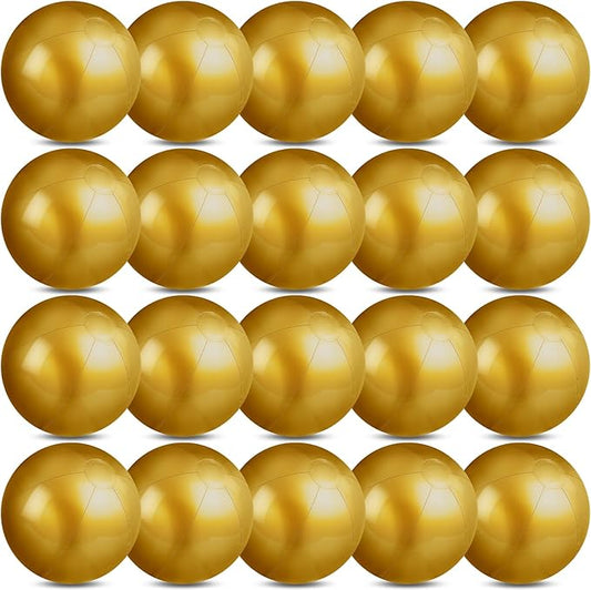 20 Pack Gold Beach Ball - 12Inch Blow Up Beach Ball Party Supplies for Kids, Inflatable Floating Balls for Summer Pool Parties, Outdoor Activities & Birthday Decorations(Gold)