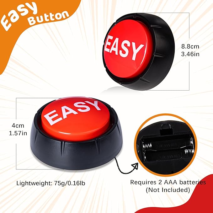 MyMealivos Easy Buzzer Button Toy - Gag Gifts, Game Addition, Stocking Stuffer (Easy)