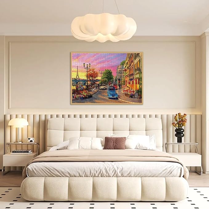 Puzzle for Adults 1000 Pieces, Vintage Paris Sunset Street Puzzle, Challening Impossible Difficult Hard Fun 1000 Pieces Jigsaw Puzzles for Adults