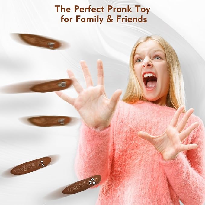 16Pcs Poop Fake Poop Finger Slingshot, White Elephant Gifts for Adults Stocking Stuffers Flying Shooting Toys for Kids Fake Poop Novelty Slingshots for Adults