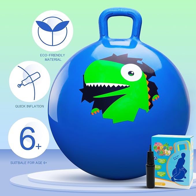 PlayZap Hopper Balls for Kids 6-12, 20 Inches Bouncy Ball with Handle, 20" Inflatable Bouncing Hopper, 50cm Jumping Toys, Garden Hopping Toys Girls Boys Gifts