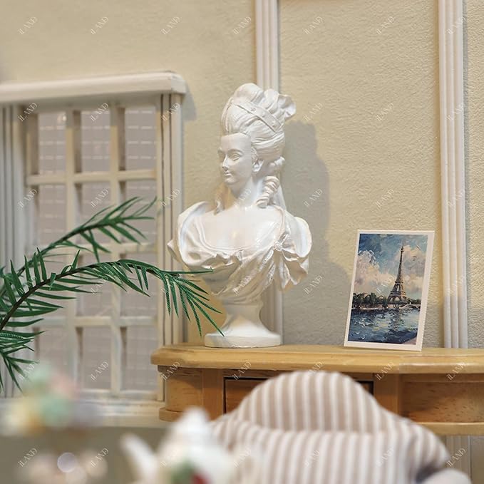 iLAND 1/12 Scale Accessories Mini Victorian Dollhouse Décor Resin Statue Marie Antoinette Queen for Vintage Miniature Doll House Accessories and Furniture Exquisite