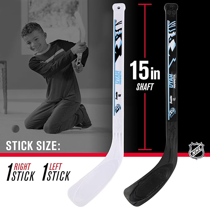 Franklin Sports NHL Mini Hockey Set - Kids Indoor Knee Hockey Goal, Ball, + 2 Stick Combo - Youth Team Indoor Toy Set - Official - Ages 3+