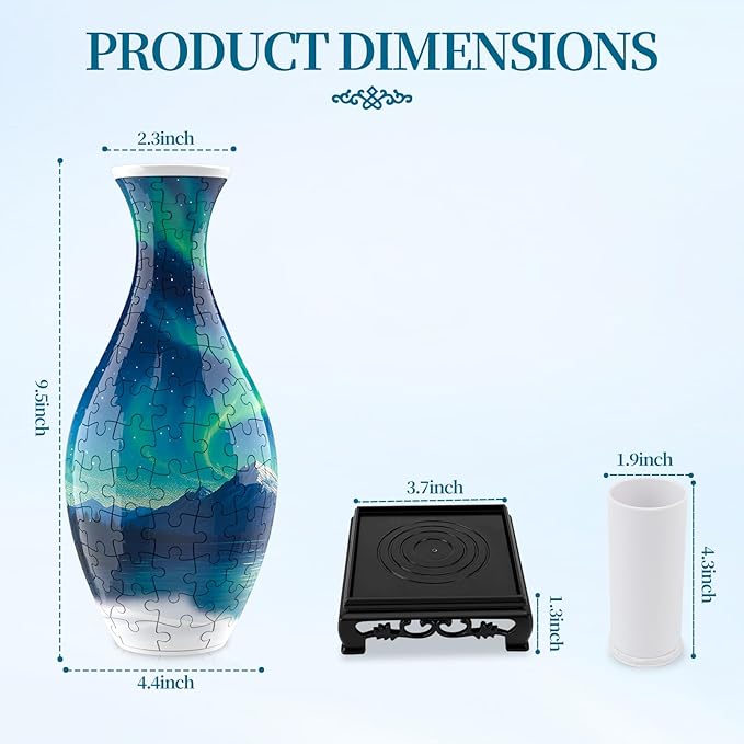3D Puzzles Vase for Adults, Crafts for Adults, 160 Pieces Plastic DIY Unique Flower Vase with LED Light House Warming Gift Birthday Gifts for Flower Arrangements and Home Decor (Night Light)