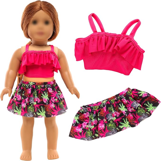 Barwa 18 Inch Doll Clothes Accessories 3 Sets Princess Mermaid Tail Outfits Dress Swimsuit Bikini Tops Underwear Swimwear for 18 Inch Dolls