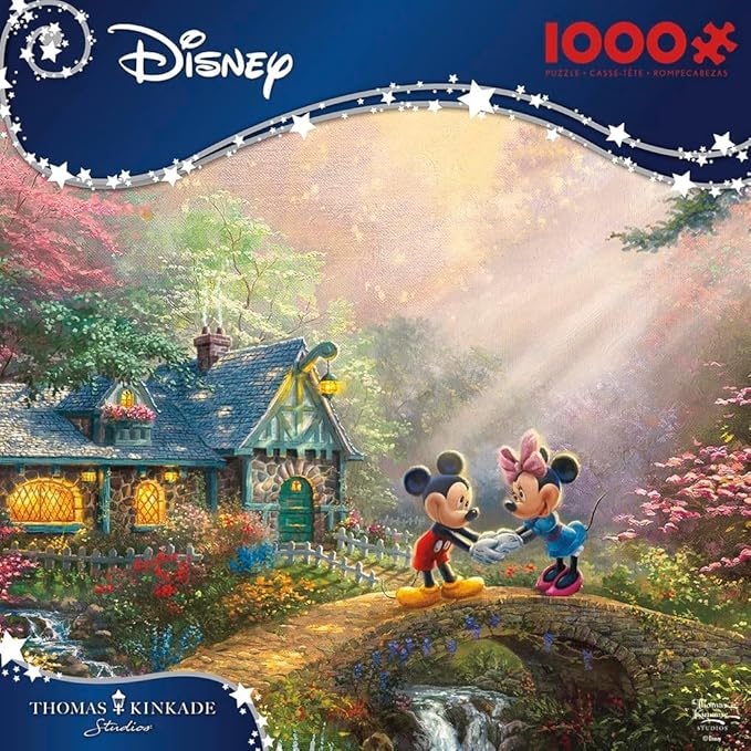 Ceaco - Thomas Kinkade - Disney - Mickey & Minnie Sweetheart Bridge - 1000 Piece Jigsaw Puzzle
