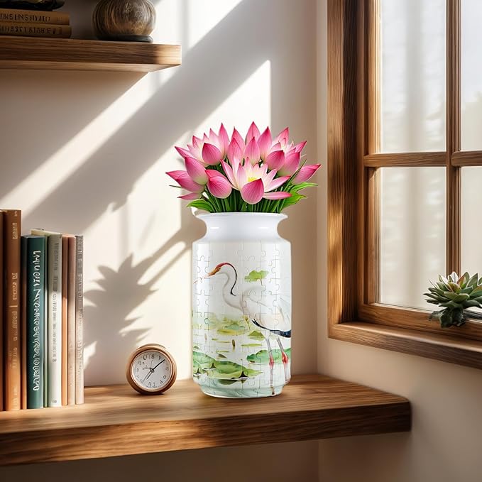 3D Puzzle Vase, 162 Curved Pieces DIY Flower Vase Craft Kit & 3D Puzzles for Adults, Creative Jigsaw Art Project Home Décor Centerpiece, (D-Jade Bamboo)