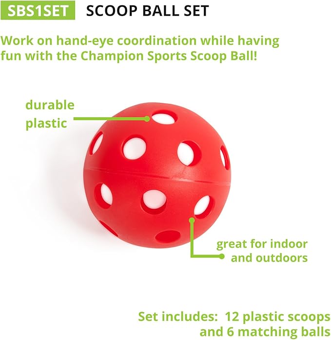 Champion Sports Scoop Ball & Catch Games – Lightweight Plastic Toss & Catch Sets for All Ages