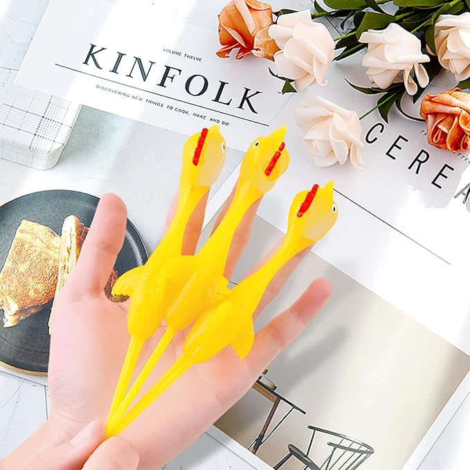 Finger Slingshot Chicken 24Pcs Rubber Popping Chicken Toys, Fun Launching Chick Jumping Game for Kids
