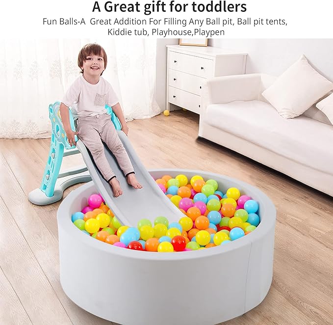STARBOLO Ball Pit Balls for Toddlers Pack of 100 200 500 - BPA&Phthalate Free Non-Toxic Crush Proof Soft Plastic Balls for 1-5Years Old Toddlers Girl Kids Birthday Pool Playpen Tent Party