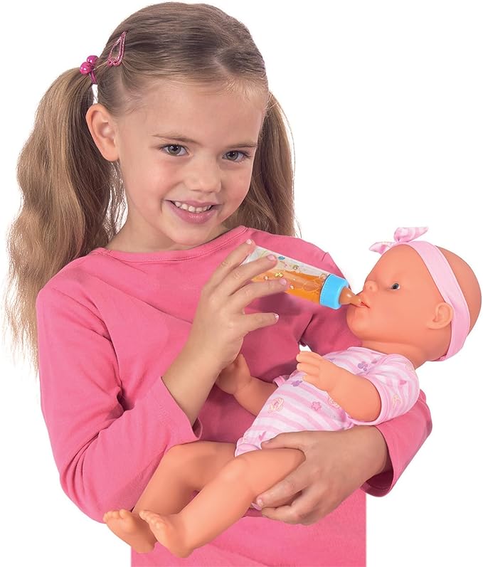 SCOM Baby Doll Bottle Accessories - 6 Pcs Feeding Bottle Toys, Magic Disappearing Milk & Juice, Pretend Play Set with Pacifiers Kids Gift Light Pink