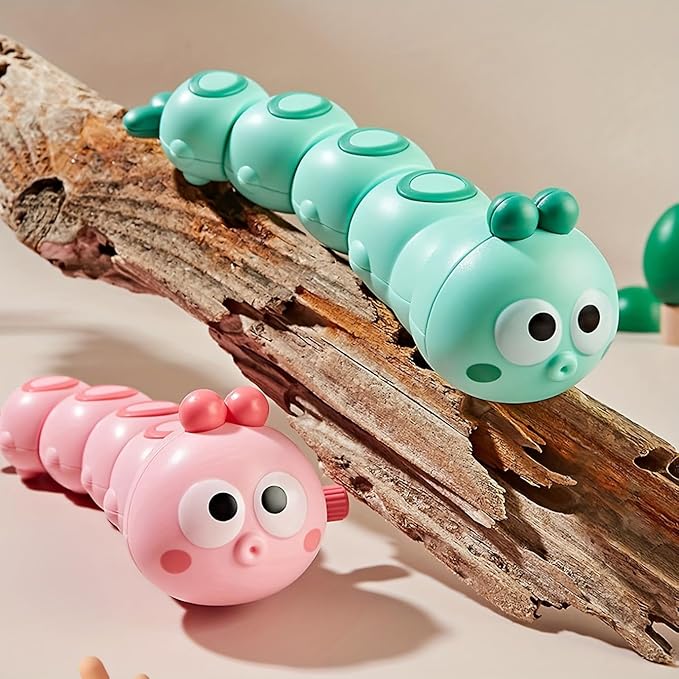 3Pcs Pink Wind-Up Caterpillar Toy - Mechanical Crawling Insect, Educational STEM Kids Toys for Toddlers, Safe Non-Toxic Baby Gift for Birthday Party (Pink 3Pcs)