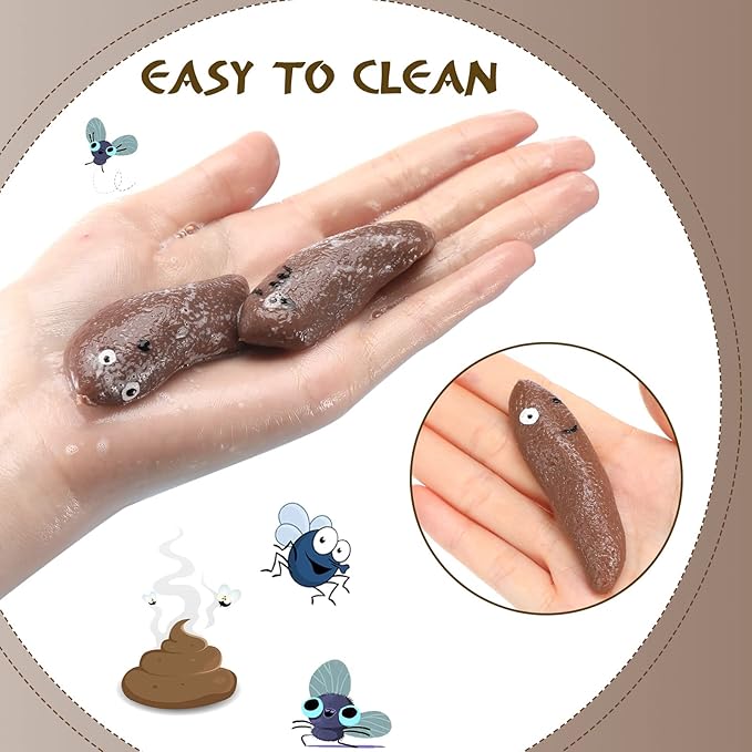 Jerify 24 Pieces Funny Stretchy Poop Finger Slingshot Toys Poop Rubber Ornament Prank Fingers Slingshot Fake Toys for Flying Game Party Favor Halloween April Fools' Day Birthday Gift