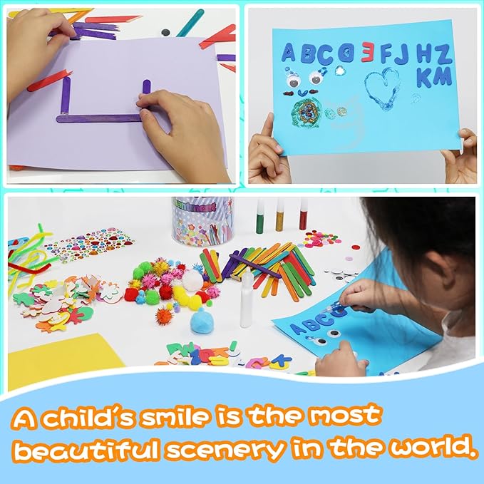 ANTDECOUS Arts and Crafts Supplies Kit for Kids - 520+PCS Craft Supplies & Materials for Kids Creative Art Birthday Holiday Gift Craft Kits for Girls Boys 4+ 5 6 7 8 9 Year Old