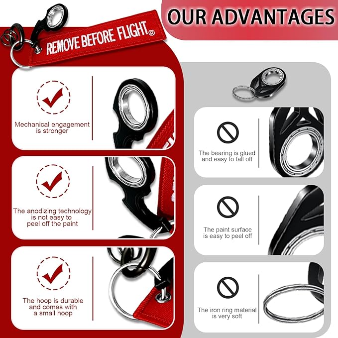 LENCLE Keychain Spinner Set,Fidget Toy,Full Metal Spinning Keychain Fidget with Tag for Motorcycles,Backpacks,and Men's Gifts