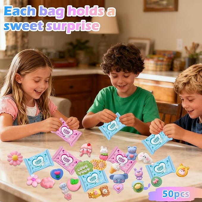 50PCS Vibrant Cartoon Resin Blind Bags – Colorful Mini Charms for Crafts, DIY Phone Case Decoration, Cute Resin Figures & Creative Art Projects