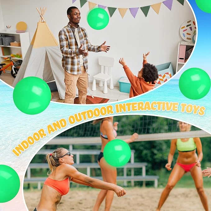 Raiten 12 Pcs Beach Ball Inflatable Beach Balls Large Inflatable Ball Floating Ball for Swimming Pool Party Favors Outdoor Activities Summer Birthday Party Supplies (Green,12 Inch)