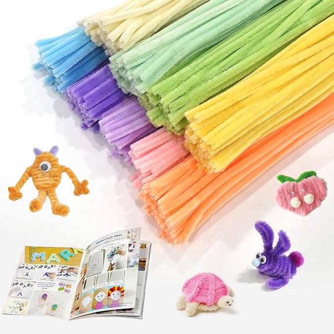URADIART Pipe Cleaners 450 pcs Assorted Colors Chenille Stems, Pipe Cleaners Crafts, Bulk Pipe Cleaners Craft Supplies for DIY Art Creative School Crafts Decorations (6mm x12 inch) (Macaron)