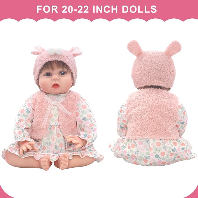 Reborn Doll Clothes and Accessories for 20-22 Inch Dolls, 4 Sets Baby Doll Clothes Outfits