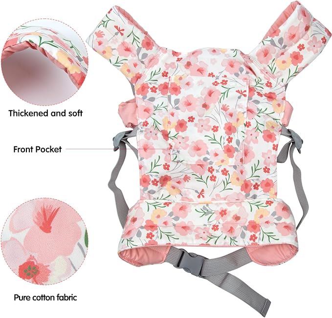 Reborn Baby Doll Carrier Realistic Newborn Baby Dolls Carrier for Little Girls Pink Lightweight Easy Worn