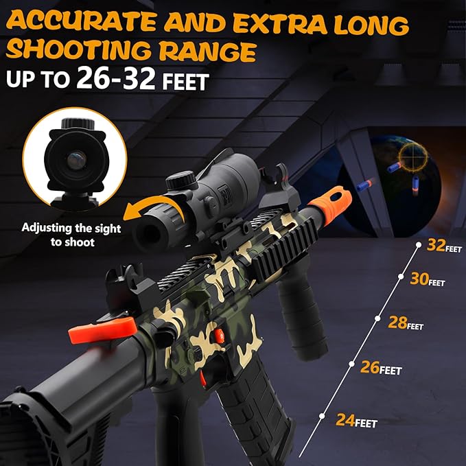 Electric Toy Gun with 3 Modes, Soft Bullets Toy Gun Automatic Sniper Rifle Dart Gun with 60 Dart Bullets, Gifts for Birthday Halloween Christmas