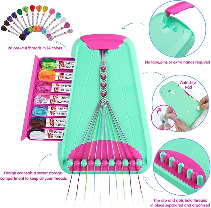 Friendship Bracelet Making Kit for Girls Ages 8-12, Kids Jewelry Making Kit with 28 Pre-Cut Threads and Letter Beads, Arts and Crafts for Kids, Birthday Easter Gifts for 6 7 8 9 10 11 12 Year Old