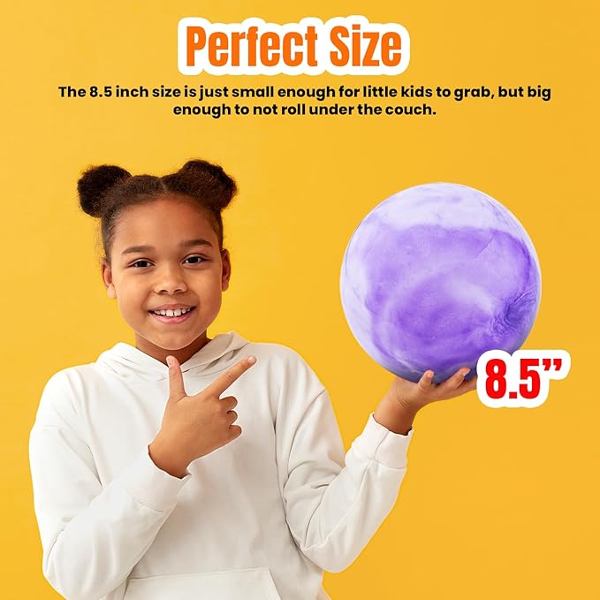 New Bounce Inflatable Bouncing Balls – Set of 4 Marbleized 8.5" Balls with Pump & 2 Pins – Sensory Play for Kids & Pets – Indoor/Outdoor Playground Toy