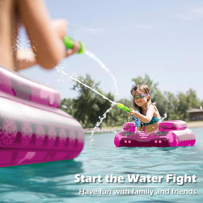 Inflatable Tank Pool Floats Kids - Jasonwell Toddler Pool Floaties Swimming Pool Tank with Water Cannon Gun Swim Floaty Rafts Lake Beach Party Pool Toys for Boys Girls Toddlers Kids