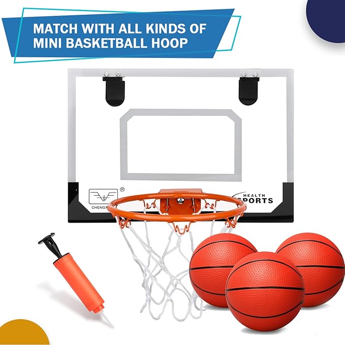 Mini Basketball for Indoor Mini Basketball Hoop, 7" Soft Rubber Replacement Basketballs Toy for Kids Adults, Pool Beach Ball for Outdoor Inflatable Pool Beach Game