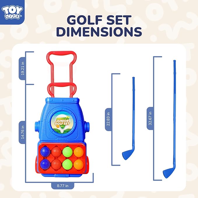 TOY Life Kids Golf Clubs 3-5 Toddler Boys Golf Set Baby & Toddler Plastic Golf Clubs 3-5 Mini Golf Set for Kids Golf Cart Toys Sport Golf Game for Boys Girls for 3 4 5 6 7 8 Years Old