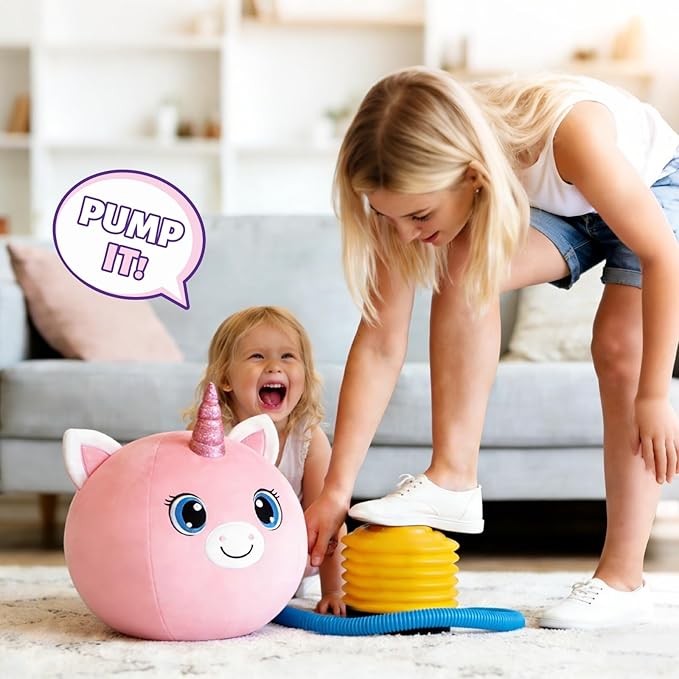 Bouncy Balls for Kids, 23in/58cm Bouncy Unicorn Inflatable Ride on Bouncy Animals Toys for Toddlers, Gifts for Kids Indoor Outdoor, Kids Toys Support Up to 176 Pounds
