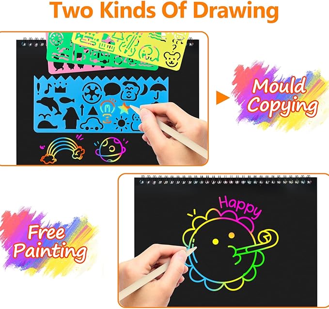 Easter Basket Stuffers for Teens: Scratch Paper Art Crafts Back to School Classroom Teacher Supplies Easter Gifts for Kids Game Party Favors Activities Toys for Boy Girls Ages 3-12 Years Old 2Pack