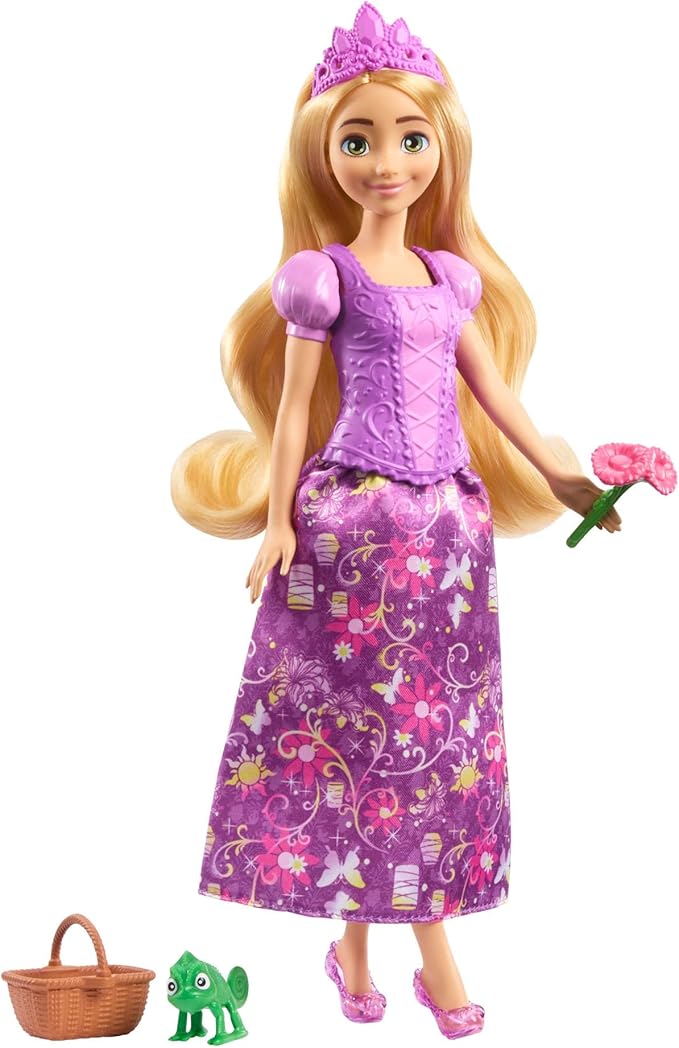Mattel Disney Princess Toys, Rapunzel Fashion Doll with 2 Looks, 9 Accessories, 2 Snap-On Bodices & 2 Skirts, 2-in-1 Stories Inspired by Disney Tangled
