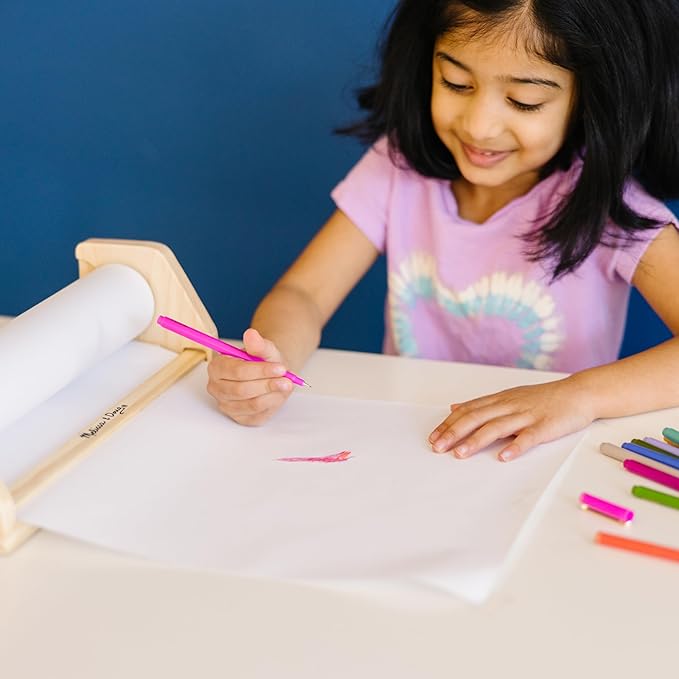 Melissa & Doug Wooden Tabletop Paper Roll Dispenser with 12” x 75-Foot White Bond Paper & Roller, Art Supplies for Drawing, Painting, Crafting & Origami, Arts & Crafts Supplies for Kids Ages 3+
