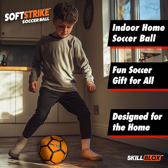 SoftStrike Home Indoor Skills Training Soccer Ball - Soccer Gifts for Boys - Skills Ball for House - Size 4