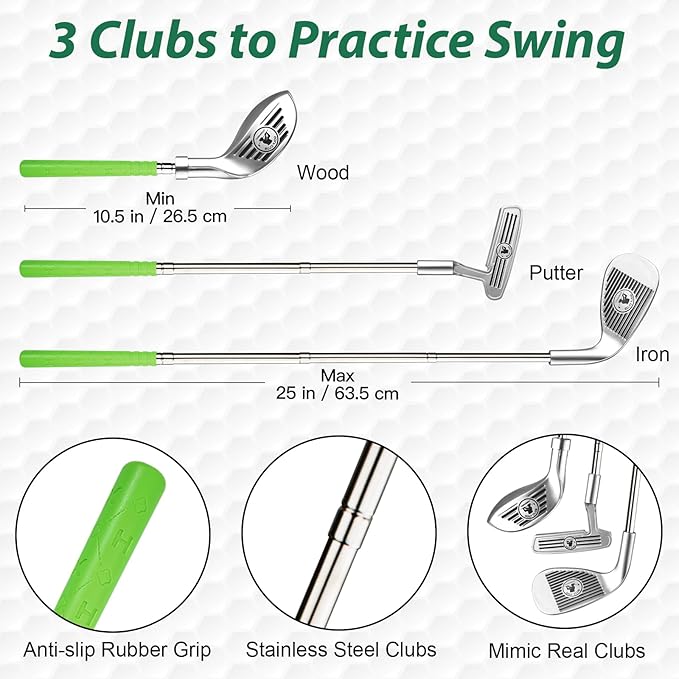 Liberry Kids Golf Clubs for 3 4 5 6 Years Old, Retractable Toddler Golf Set with Storage Bag, Outdoor Indoor Sports Toy for Boys Girls Birthday Gifts