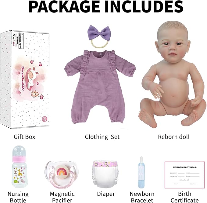SCOM Realistic Reborn Baby Dolls - 18 Inch Real Life Baby Girl, Lifelike Baby with Anatomically Correct, Newborn Weighted Doll with Full Body Vinyl Kids Age 3+ Gift