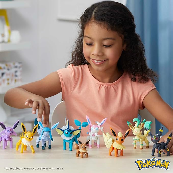 MEGA Pokémon Building Toys Set Every Eevee Evolution with 470 Pieces, 9 Poseable Characters, for Kids