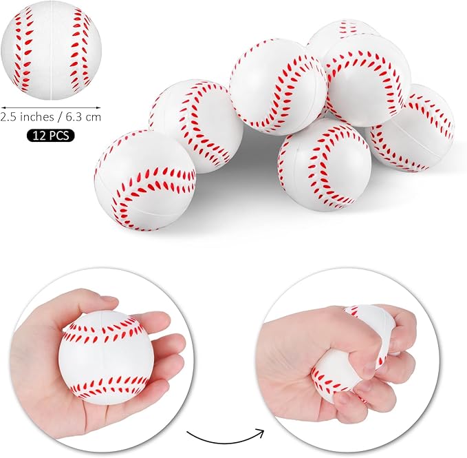 durony 12 Sets Inflatable Baseball Bats and Mini Foam Baseball Sports Stress Ball Sports Party Favors for Baseball Party Supplies Sports Theme Toy