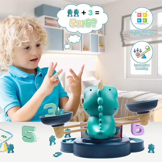 HOPEEYE Dinosaur Kindergarten Preschool Learning Activities Math Counting Matching Letter Toys - Toddler Educational Toys for 3 4 5 6 7 Year Olds Boys Birthday Gift Games for Kids Ages 5-7 3-5