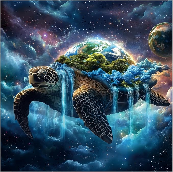 Sea Turtle Space Earth Puzzle 1000 Piece for Adults, Galaxy Planet Fantasy Jigsaw Puzzle, Magic Universe Animals Puzzles