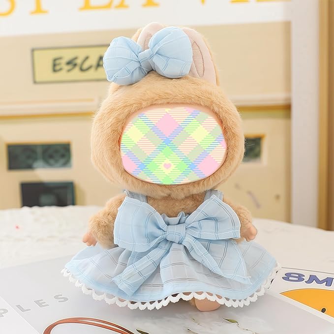 Clothes for Lu bubu 17cm Dolls Accessories (No Doll), Kawaii Skirt Outfit Set 2 Pieces for 17cm Dolls Suit, Stylish Dress Up Flower Dolls Clothing Set Replacement Blue