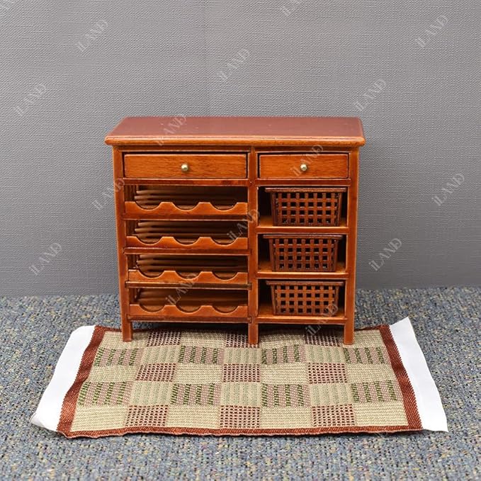 iLAND Miniature Dollhouse Accessories of Carpet for Dollhouse Furniture on 1/12 Scale and 3” - 12” Dolls, Woven Dollhouse Rugs 6” x 3.8” (2pcs Rhythm)