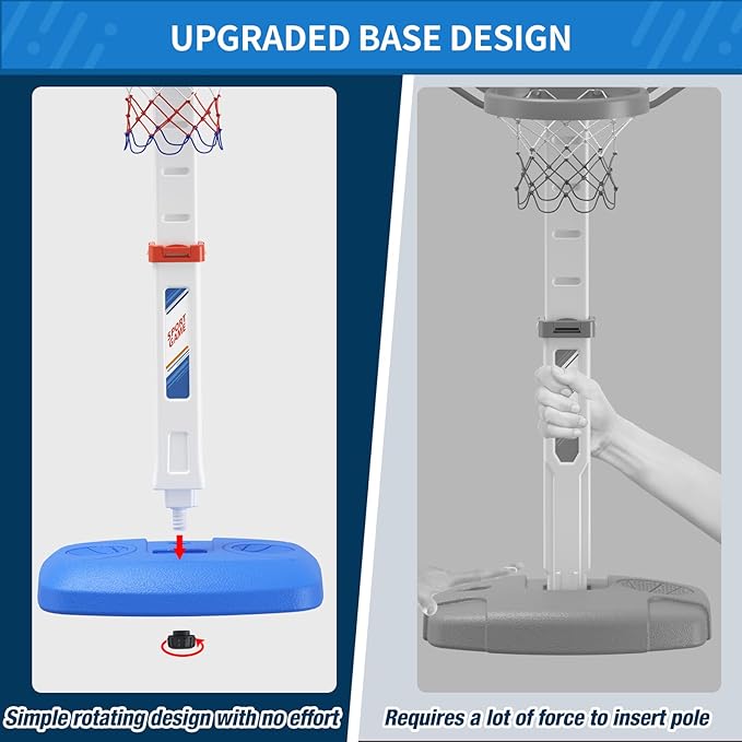 Pool Basketball Hoop, Poolside Basketball Hoop for Swimming Pool, Includes 4 Balls and Pump, Adjustable Height Indoor Outdoor Play, Pool Toys Game for Kids